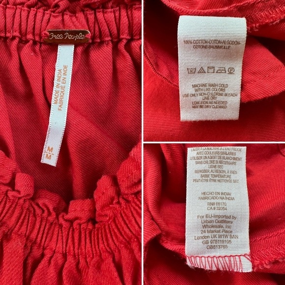 Free People Fleur Du Jour Floral Embroidered Red Off-Shoulder Mini Dress - Picture 13 of 16